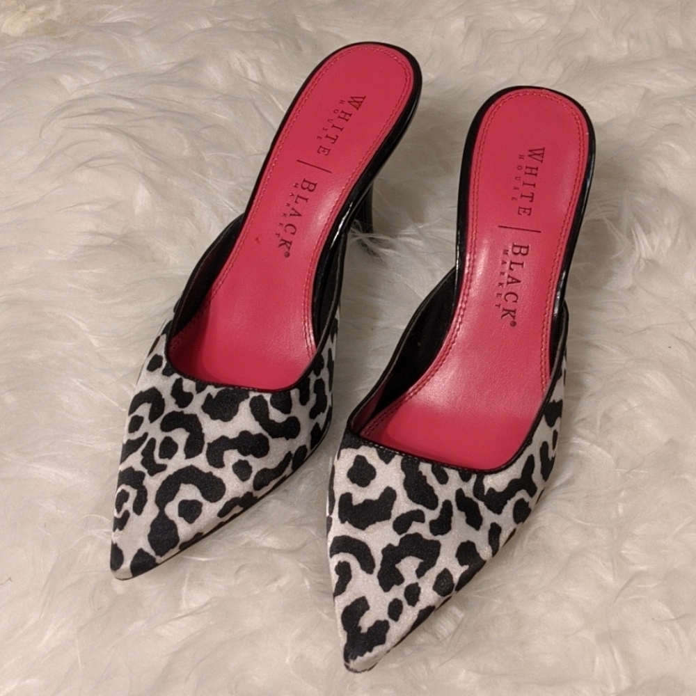 White House Black Market Leopard Mules Size 7